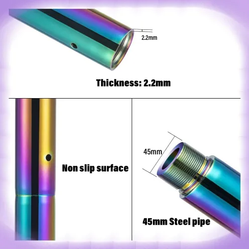 Vista 4 de Barra de baile giratoria y estática para el hogar, apartamento, dormitorio, sala de estar, kit de barra de baile extraíble para techo de 9 pies, 10