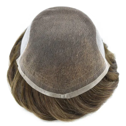 Vista 5 de Toupee - Sistema de cabello humano no quirúrgico para hombres Toupee indetectable de encaje para hombres, extensiones de cabello gris 100% cabello