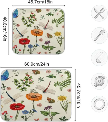 Vista 24 de Tapete de secado de platos de gnomos del día de San Patricio para encimera de cocina, tréboles, tapete de secado de microfibra, absorbente