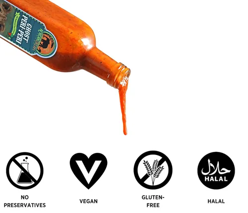Vista 4 de Ghost Peri-Peri Salsa picante de African Dream Foods Salsa picante totalmente natural Botella de chef de 16.9 onzas líquidas