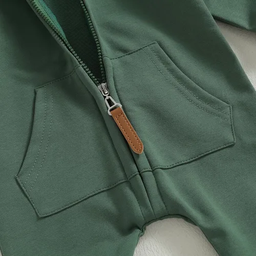 Vista 5 de KtwHarnu Ropa de bebé recién nacido, con capucha, de manga larga, con cremallera, para otoño e invierno