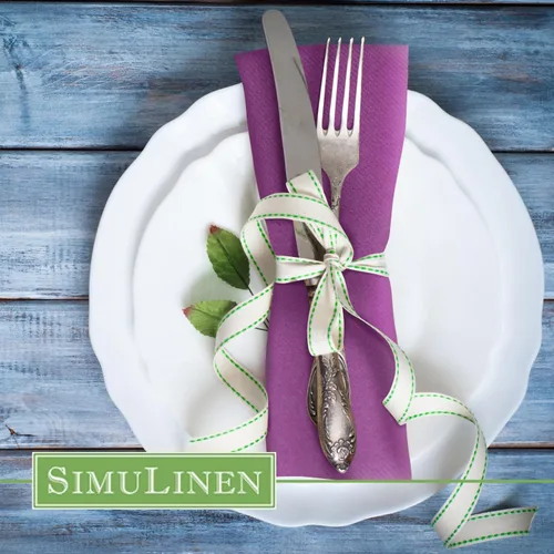 Vista 6 de SimuLinen Servilletas de Cena Desechables Amethyst - Servilletas de Papel Moradas con Sensación de Lino Similar a Tela para Bodas, de Lujo 16"x16