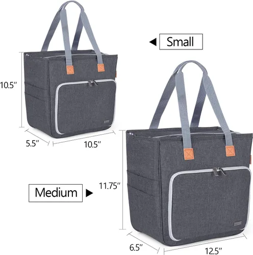 Vista 6 de LUXJA Bolsa de tejido de punto, bolsa de almacenamiento de hilo para llevar proyectos, agujas de tejer, ganchos de ganchillo y otros accesorios, gris