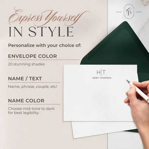 Vista 3 de Personalized Stationery Notecards with Envelopes Personalized Stationary for Women Cards with Envelope Personalized Note Cards Custom Stationery