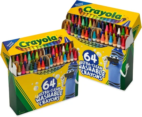 Crayola Crayones lavables para niños, 64 unidades (2 cajas), rellenos esenciales para cestas de Pascua, crayones a granel para niños pequeños,