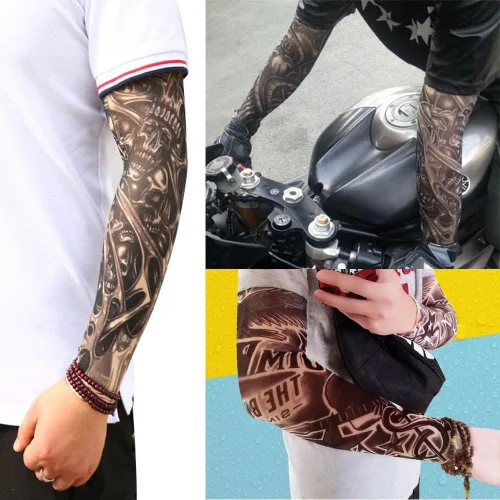 Vista 8 de Falsas mangas temporales de tatuaje resbalón en el brazo protector solar cuerpo arte brazo medias
