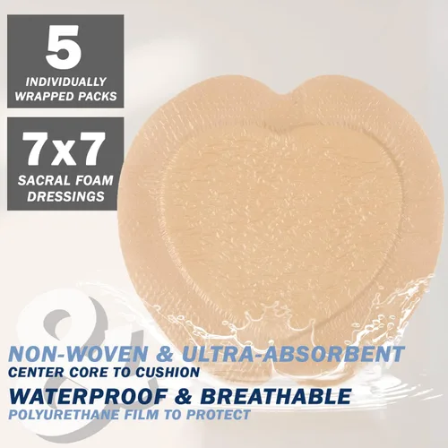 Vista 2 de EVERLIT Sacrum - Apósito de espuma de silicona Almohadilla de vendaje sacro impermeable altamente absorbente para dolor de cama, presión