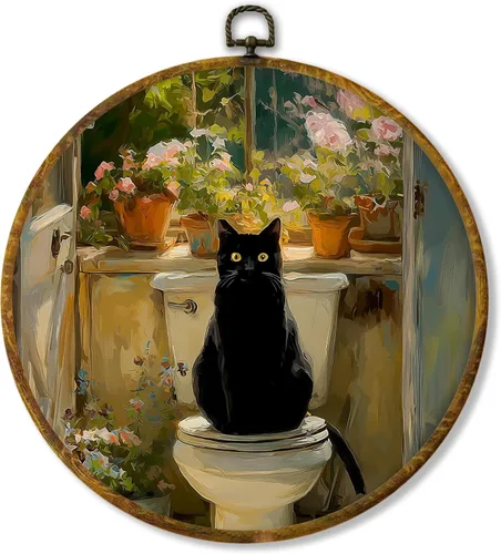 Vista 29 de Hiuwevt Decoración de pared ovalada rústica para el día de la lavandería, impresiones de lienzo retro con marco de perro de campo, decoración