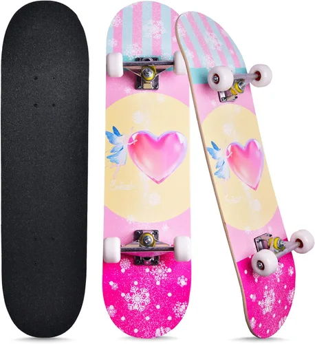 Vista 8 de Patinetas para principiantes, niños, niñas, adolescentes y adultos, patinetas estándar completas de 31 pulgadas con cubierta de doble patada de arce