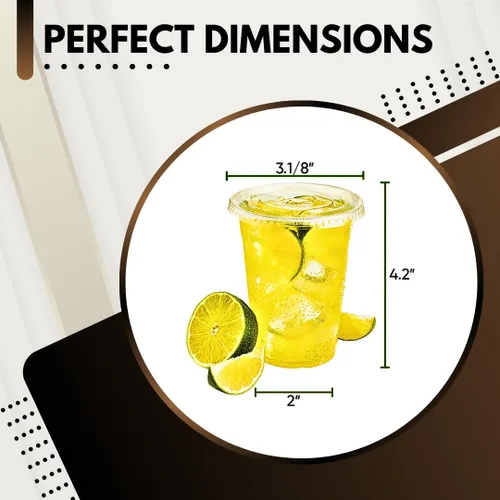 Vista 2 de Green Direct Vasos desechables de 12 onzas con tapas, vasos de plástico transparente con tapas, tazas de café helado para té Boba de burbujas, taza