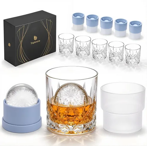 Vista 8 de Vasos de whisky – Juego de 24 vasos elegantes y transparentes para whisky, escocés y bourbon – Cristalería de bar Juego de 24 vasos de roca