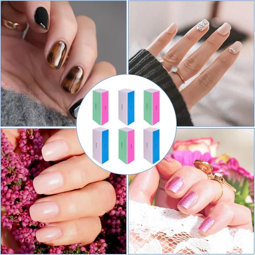 Vista 6 de Bloque pulidor de uñas de 4 vías (6 piezas), limas de brillo de uñas para uñas naturales y acrílicas, bloque de pulido más suave, pulidor de uñas