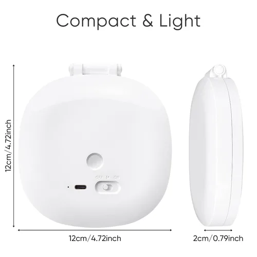 Vista 8 de KEDSUM Espejo compacto iluminado, espejo de aumento 1X/10X, espejo de maquillaje de viaje con luces LED recargables, espejo plegable de doble cara