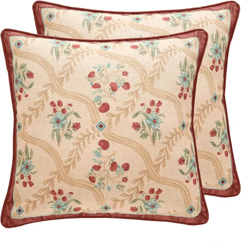 Vista 57 de patdrea Fundas de almohada de diseño floral vintage para sofá, fundas de almohada de lino marrón amarillo con patrón de pájaro y rosa, cojín