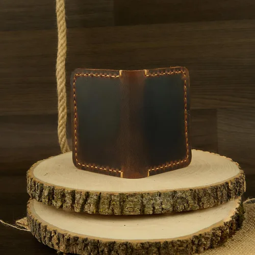 Vista 6 de Cartera de cuero hecha a mano, billetera de cuero minimalista, billetera plegable, billetera de bolsillo frontal, tarjetero de cuero hecho a mano