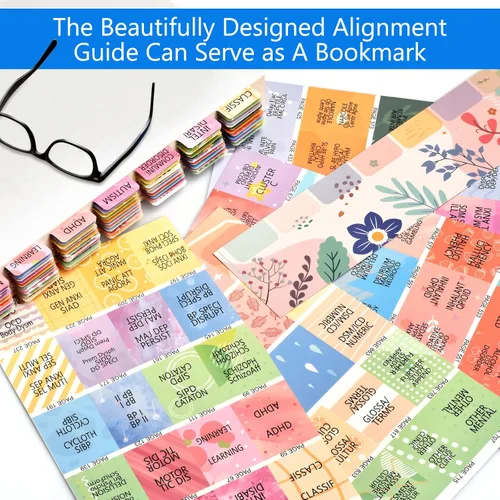 Vista 5 de Fichas de índice para DSM-5-TR, DSM-5, funciona para la última versión DSM-V-TR 2022, 18 pestañas en blanco incluidas, codificadas por