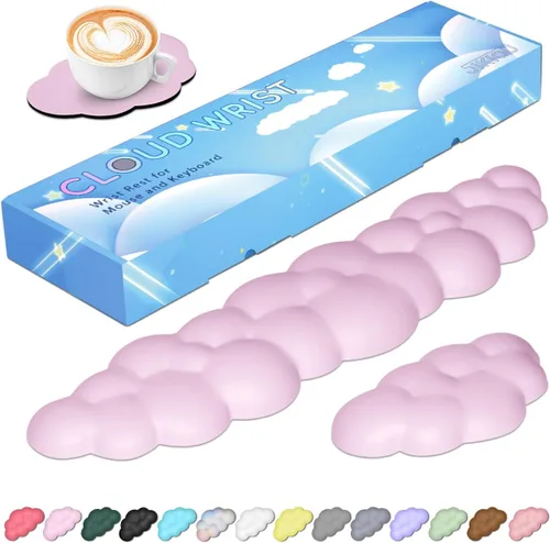 Vista 25 de JIKIOU Reposamuñecas para Teclado Cloud de Cuero Mejorado, Reposamuñecas Cloud con Base de PU Antideslizante, Cómodo Reposamuñecas de Espuma