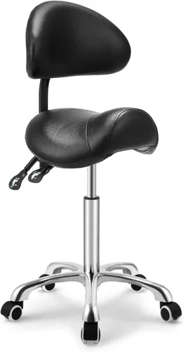 Kaleurrier Taburete giratorio de altura ajustable con ruedas, resistente y antifatiga, silla ergonómica para peluquería, salón de belleza, Negro