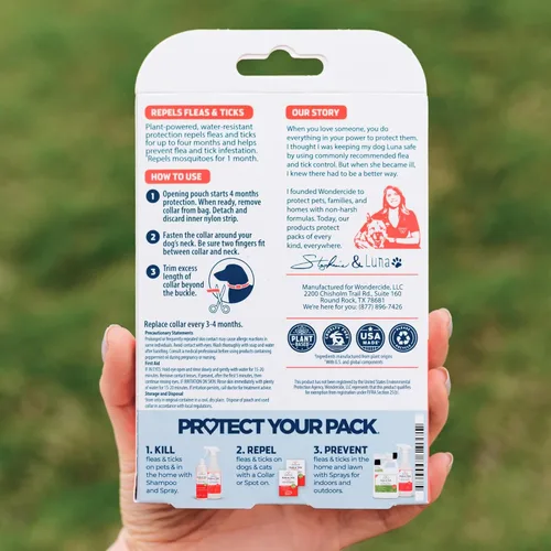 Vista 2 de Wondercide Collar para perro, repelente de pulgas, garrapatas y mosquitos para perros, con aceites esenciales naturales, protección de hasta 4