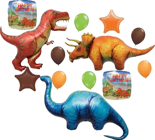 Kit de 11 globos prehistóricos gigantes de dinosaurio T-REX, triceratops y apatosaurio