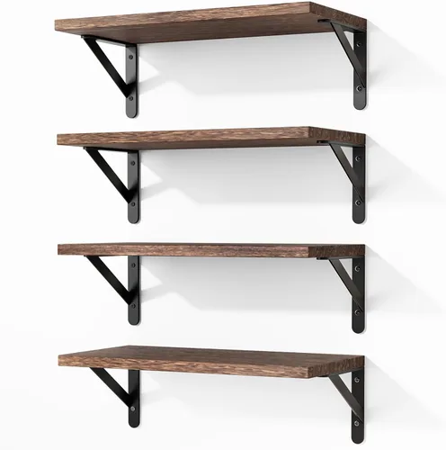 Fixwal Estantes flotantes para pared, estantes de madera montados en la pared para dormitorio, baño, sala de estar, almacenamiento y decoración de