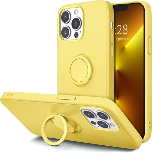 Vista 16 de Hython Funda para iPhone 13 Pro con soporte de anillo [soporte de anillo giratorio de 360° con soporte magnético] [forro de microfibra suave] Funda