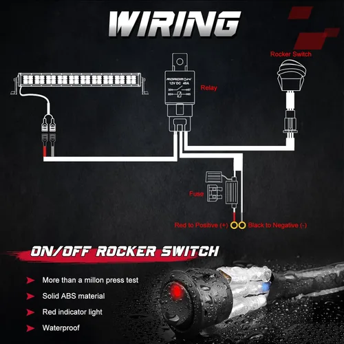 Vista 5 de OFFROADTOWN - Arnés de cableado, kit de arnés de cableado de 1 cable resistente para luces antiniebla, barra de luz de trabajo LED, vainas LED de 12
