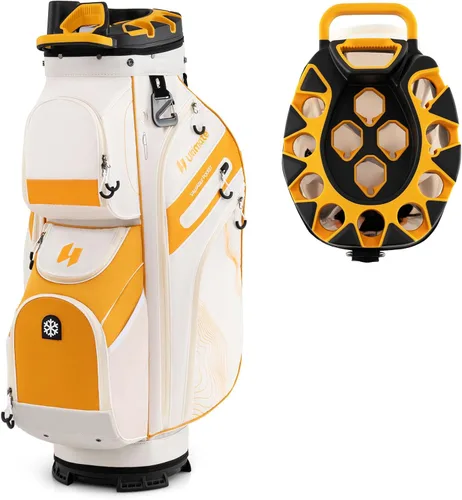 Vista 13 de ULTIMATE Bolsa de carrito de golf de 14 vías, bolsa de golf con bloqueo superior moldeado y separadores de longitud completa, bolsa de golf portátil