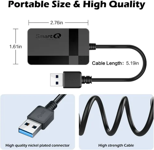 Vista 5 de SmartQ C368 Lector de Tarjetas USB 3.0 - Plug & Play, Compatible con Apple y Windows, Soporta Tarjetas SD, Micro SD, MS, CF