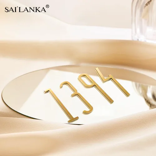 Vista 6 de Números de casa de latón de 2.8 pulgadas, números de puerta modernos, buzón de correo, patio, oficina, hotel, número de señalización, números