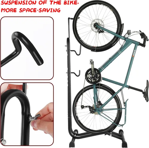 Vista 3 de Soporte de bicicleta de piso Soporte de estacionamiento para bicicletas, soporte para bicicletas, soporte vertical para bicicleta