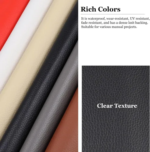 Vista 5 de Telas de tapicería de cuero sintético impermeables, material suave anti-UV, hipoalergénico, fácil de limpiar, sin pelar (1 yarda, beige)