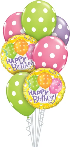 Vista 3 de Qualatex Caja de 7 piezas de ramo de globos, círculos de primer cumpleaños Stars-Boy