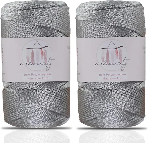 Vista 43 de Makromecity, Cordón de macramé de poliéster de 2 mm x 250 yardas (750 pies) Cordón de macramé de 2 mm de polipropileno para arte y manualidades