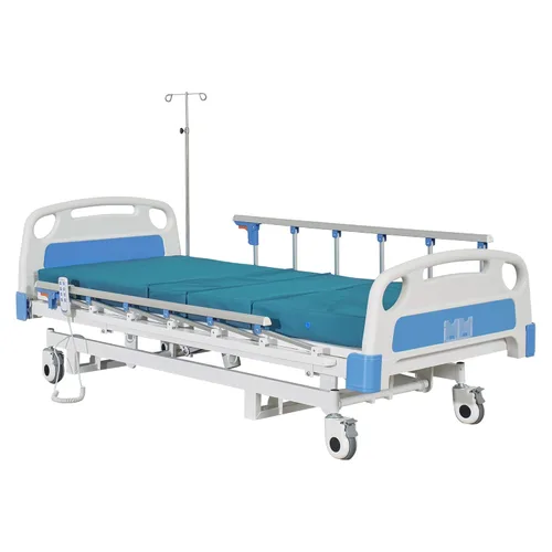 Cama de hospital eléctrica de 3 funciones premium con colchón y poste IV.