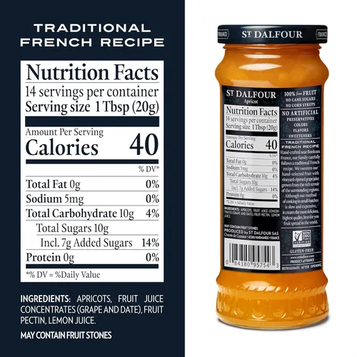 Vista 2 de St. Dalfour Mermelada de Albaricoque - 10 oz - 100% de Fruta, Sin Ingredientes Artificiales, Sin OGM, Sin Azúcares de Caña, Completamente Natural