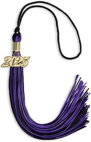 Vista 58 de Endea Graduation - Borla de doble color mixto con fecha dorada (negro/dorado antiguo, 2021)