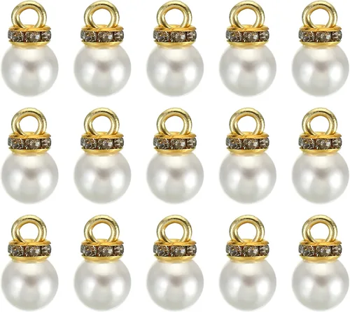 Vista 20 de PATIKIL 100 cuentas de perlas de perlas de imitación con diamantes de imitación DIY para hacer joyas, pulseras y aretes Plateado blanco