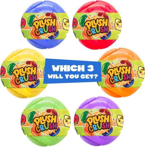Vista 2 de Plush Crush - Serie 4 - Bola de rompecabezas (paquete de 3), juguete de peluche coleccionable sorpresa de personaje con bola, bolsa ciega de Scentco
