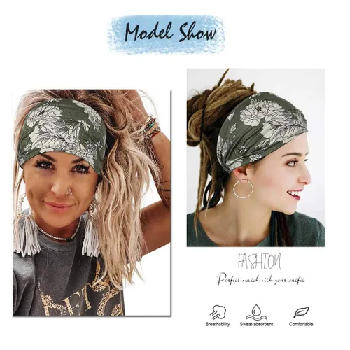 Vista 49 de GORTIN Boho Headbands Leopard Hair Bands Knoted Turban Stretch Twist Head Wraps Stripe Cloth for Women and Girls 3 Pcs (Boho)