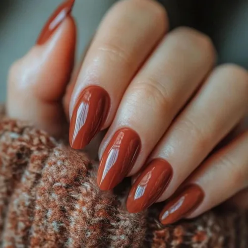 Vista 8 de Uñas postizas a presión marrón café, uñas postizas medianas de almendra, color sólido, cobertura completa, uñas postizas artificiales brillantes