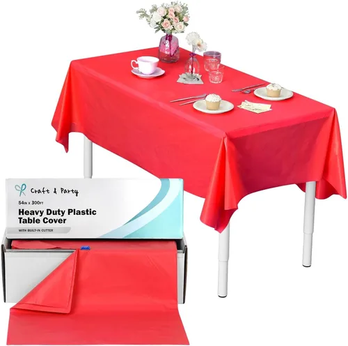 Vista 45 de Craft And Party, Rollo de plástico para cubierta de mesa color verde manzana, 40 pulgadas x 100 pies, rollo de plástico resistente para cubierta