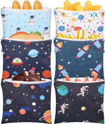 Vista 12 de Chumia 6 Bolsas Reutilizables para Refrigerios Regalos de Navidad Seguridad Alimentaria Bolsas Lavables para Refrigerios Almuerzo con Cremallera