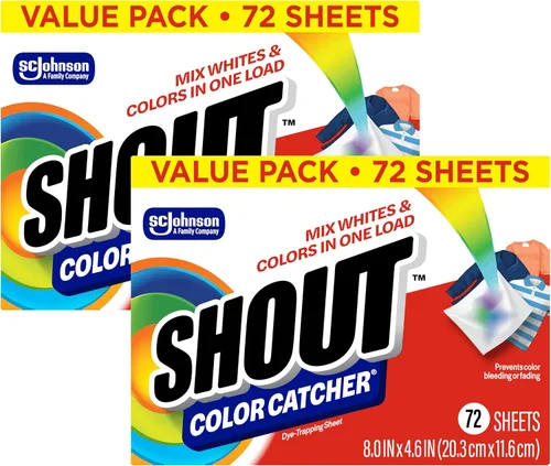Shout Atrapasadores de color para lavandería, permiten lavados mixtos, evita que el color se corra y mantiene la ropa original, 72 unidades, paquete