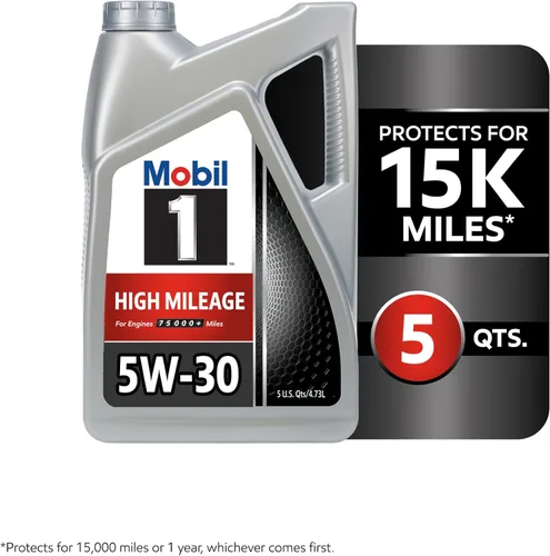 Vista 4 de Mobil 1 - Aceite sintético High Mileage para motor, 0W-20, 5 cuartos de galón, gris