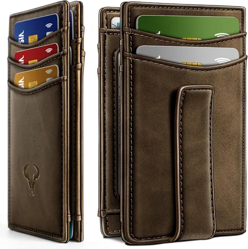 Vista 16 de BULLIANT Billetera Airtag para hombre, delgada con clip para dinero, cierre magnético, 12 tarjetas en el bolsillo frontal, bloqueo RFID