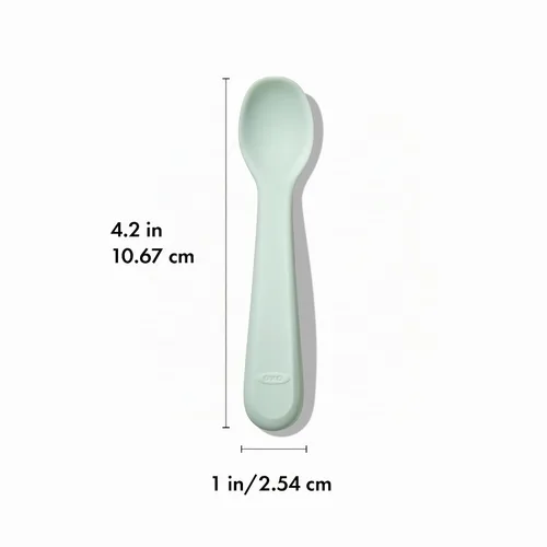 Vista 6 de OXO Tot Paquete de 2 cucharas de silicona, flor y ópalo Flor/Ópalo