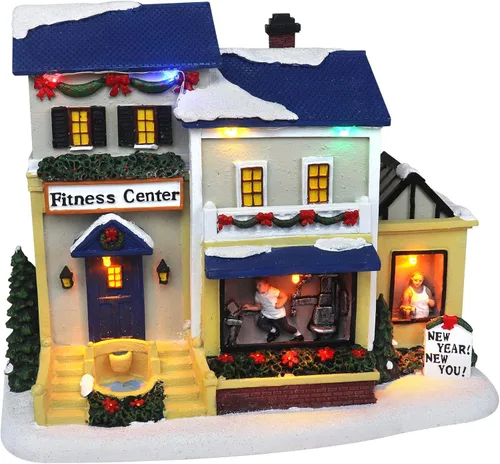 Vista 12 de Christmas Village - Estación de bomberos animada, edificio coleccionable de aldea musical de nieve preiluminada, complemento perfecto para tus