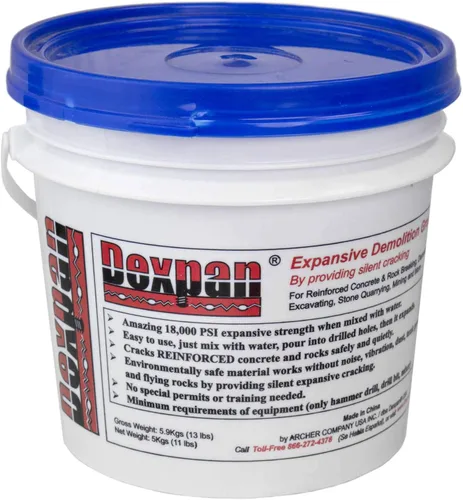 Vista 6 de Expansive lechada para demolición, 11 libras en cubeta para quebrar roca, cortar concreto, excavar, canteras y minería alternativa para explosión