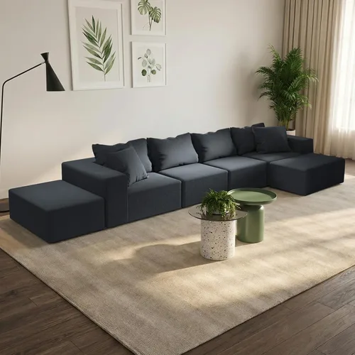 Vista 13 de Sofá modular en forma de L de 170 pulgadas, sofá de chenilla Cloud con 6 almohadas, sofá personalizable sin montaje para sala de estar y dormitorio